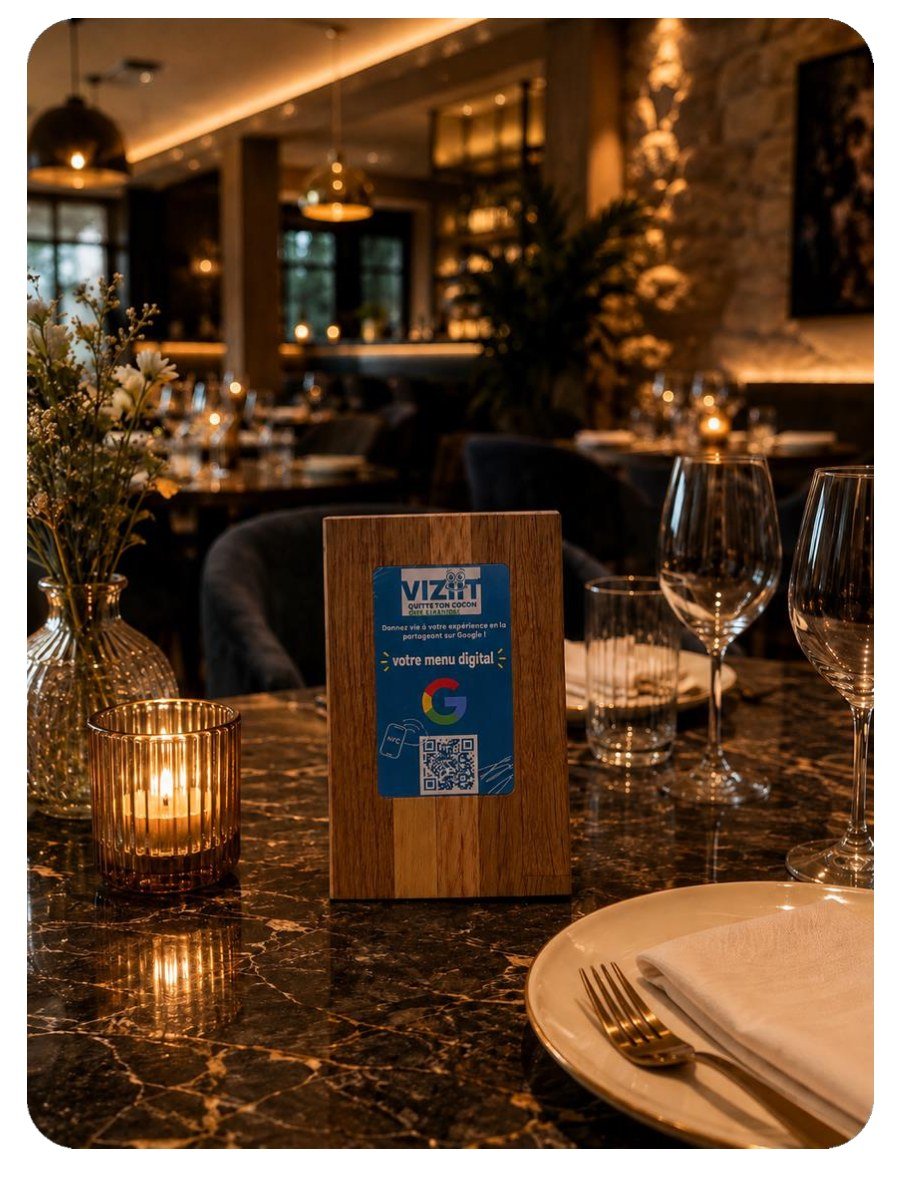 Support de table Viziit dans un restaurant